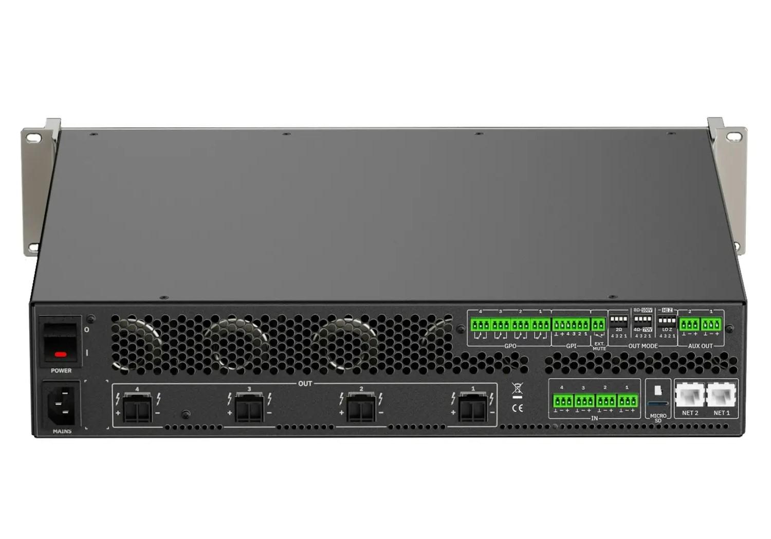 Ecler VIDA-16Q ‘Versatile Installation Digital Amplifier’, rear view