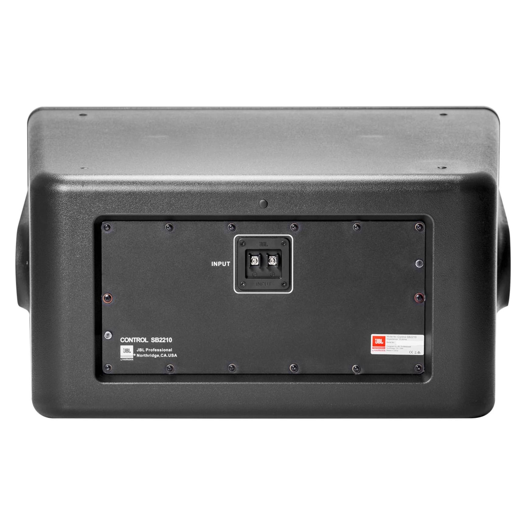 JBL Control SB2210, Compact, Dual 10" Subwoofer in Black. Rear.