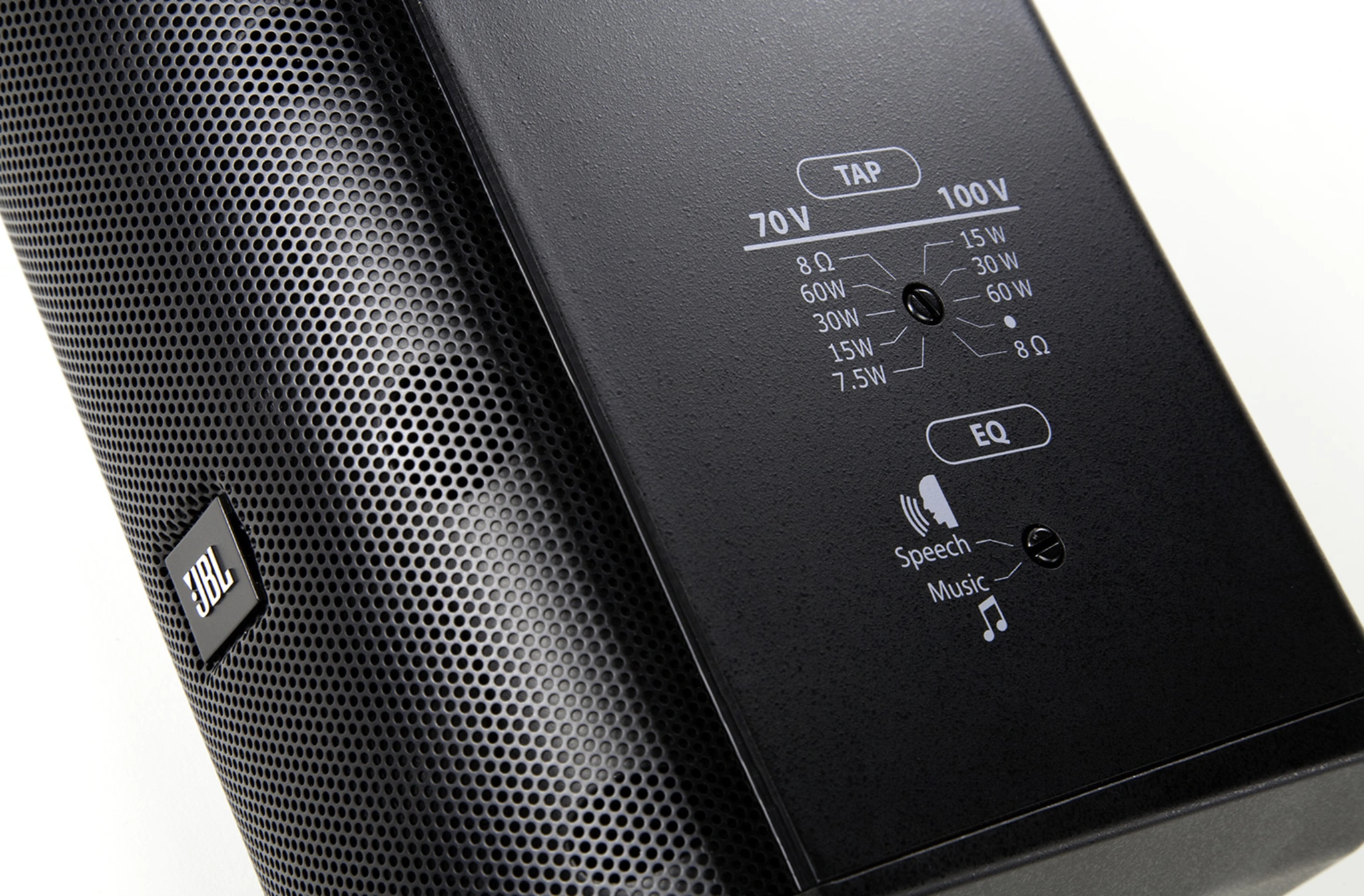 JBL CBT 50LA-1 Line Array Column Loudspeaker, Black. Tapping Selector Close Up.
