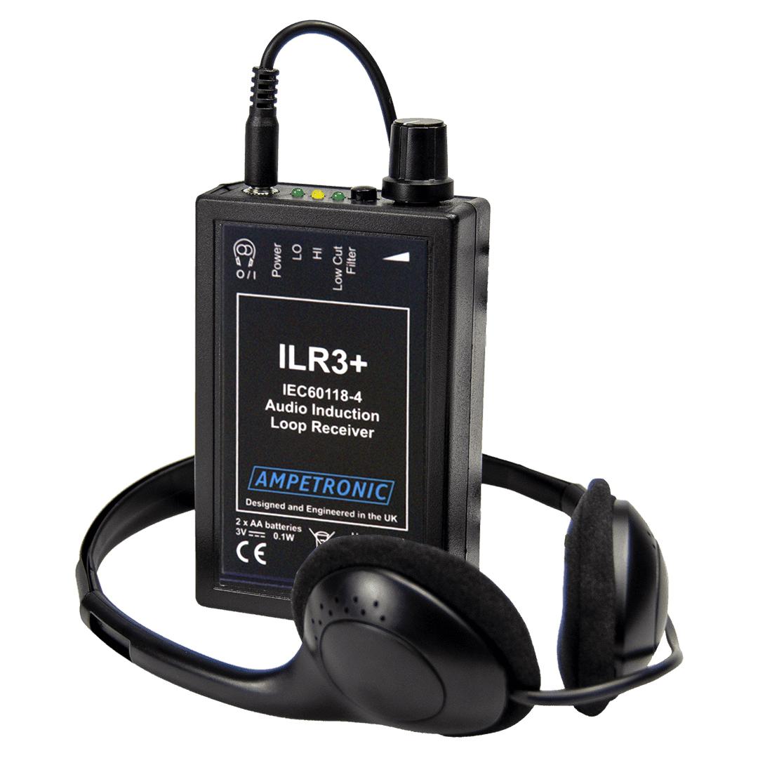 Ampetronic ILR3+ Audio Induction Loop Receiver / Tester / Listener with Filed Strength LED Indicators + Headphones