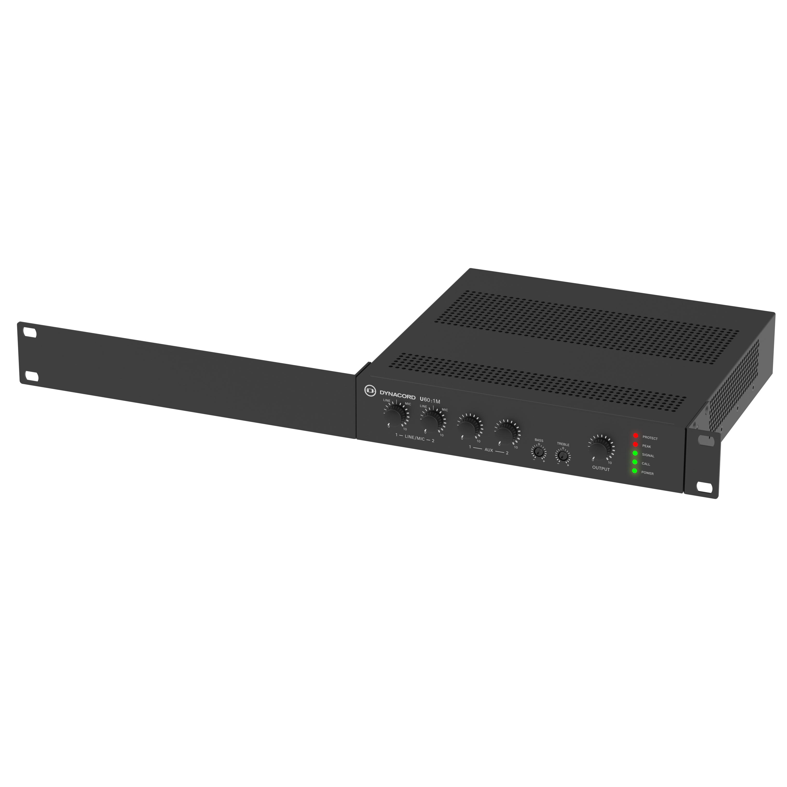 Dynacord U60:1M, 4 Input Mixer Amplifier, Shown with Rack Mount Bracket Fitted