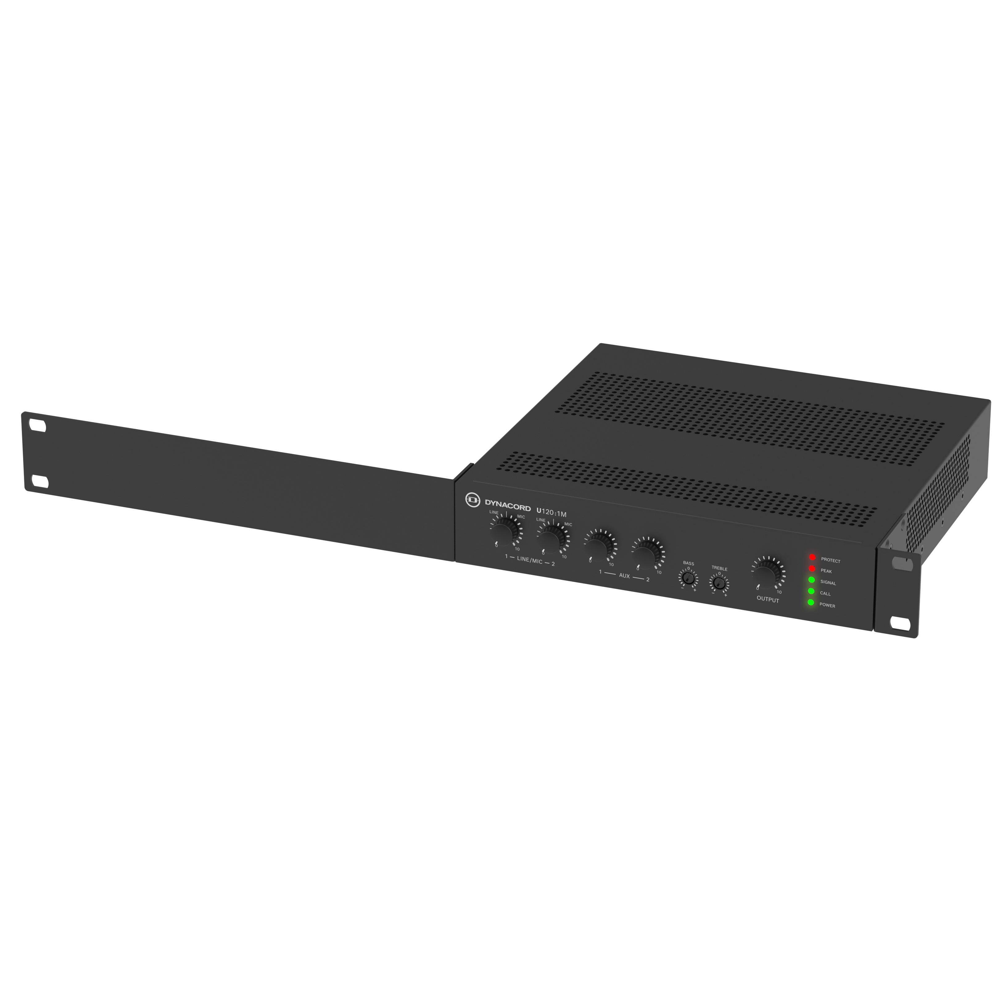 Dynacord U120:1M, 4 Input Mixer Amplifier, Shown with Rack Mount Bracket Fitted