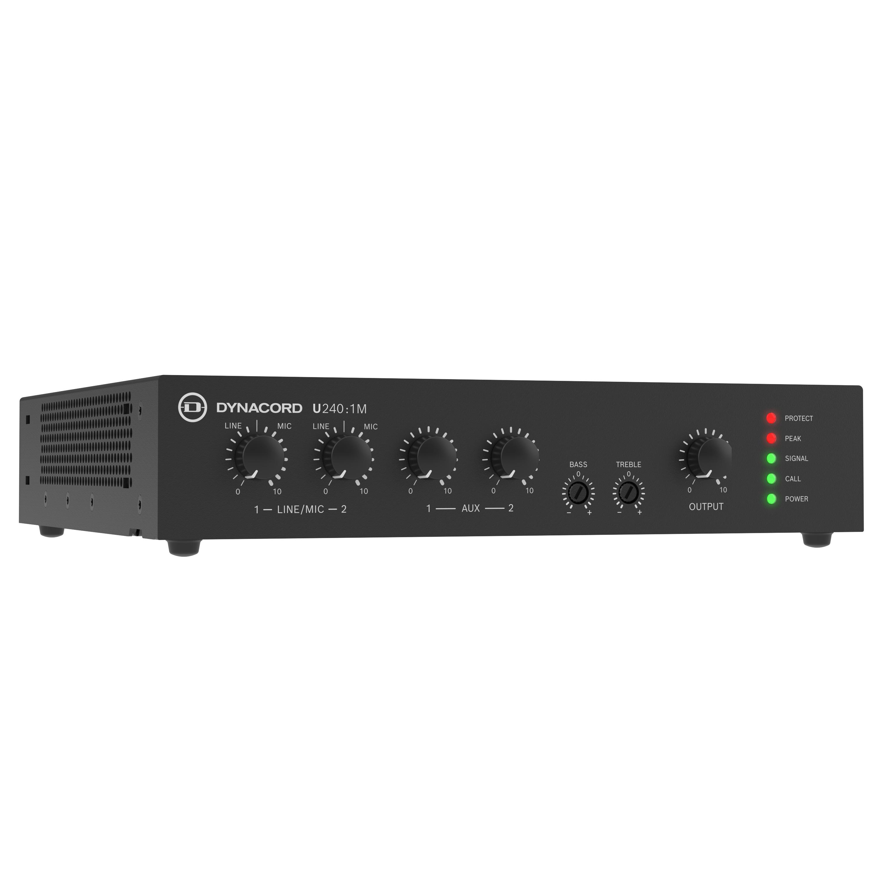 Dynacord U240:1M, 4 Input Mixer Amplifier, Front Angled View