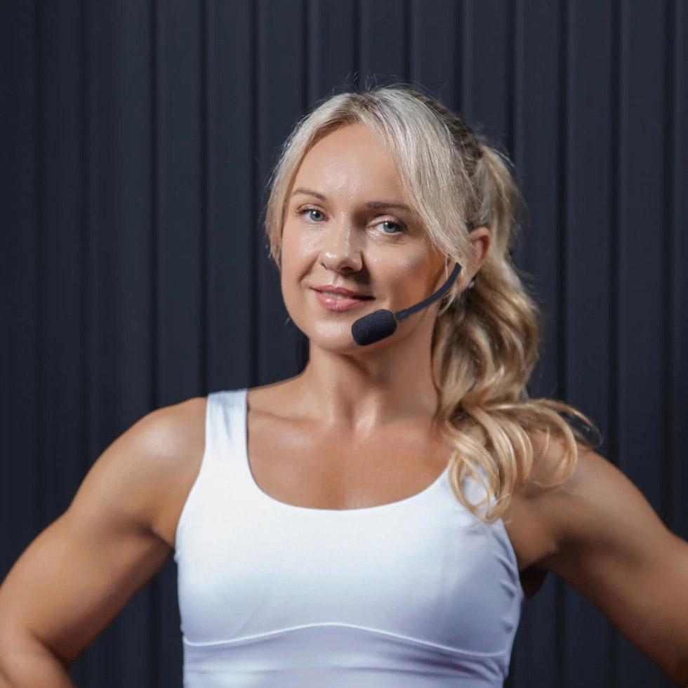 Fitness Audio Emic Sweat Proof Fitness Headset Microphone, Shown Worn By Instructor