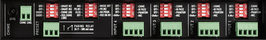 Close -up of the inputs on the rear of the RCF AM-2160 Amplifier